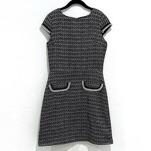 David Charles Black Label Tweed Faux Pearl Trim Dress Size 12Y